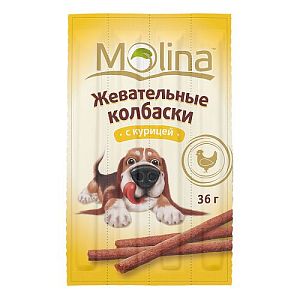 Жевательные колбаски Molina «С курицей» для собак, 36 г