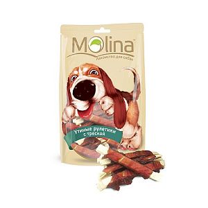 Лакомство Molina «Утиные рулетики с треской» для собак, 80 г