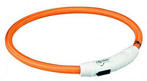Мигающее кольцо TRIXIE для собак USB, XS–S: 35 см, D 7 мм, нейлон, оранжевый