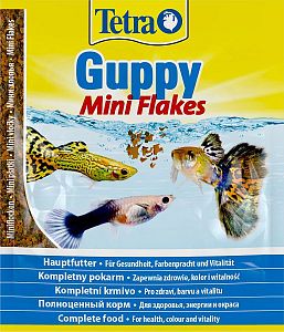 TetraGuppy основной корм для живородящих рыб, хлопья 12 г