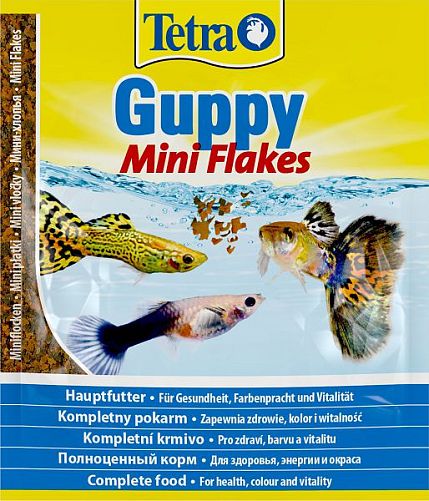 TetraGuppy основной корм для живородящих рыб, хлопья 12 г