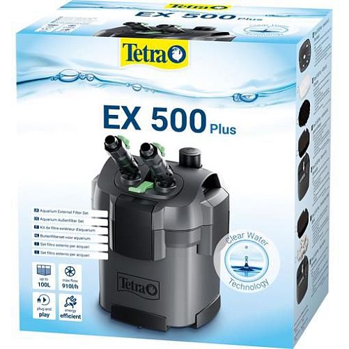 Фильтр внешний аквариумный Tetra EX500 plus, 910 л/ч, 5,5 Вт до 100 л
