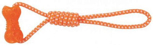 Гантель TRIXIE на веревке, TPR, 10 см, 42 см, оранжевый, белый