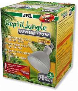 Широкоугольная спот-лампа JBL ReptilJungle L-U-W Light alu 70W для освещения и обогрева тропических террариумов, 70 Вт
