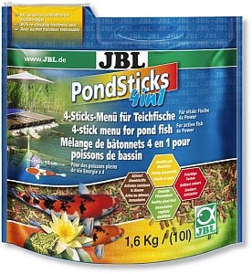 JBL Pond Sticks 4in1 комплексный корм для всех прудовых рыб, 4 вида палочек разного цвета, 10,5 л