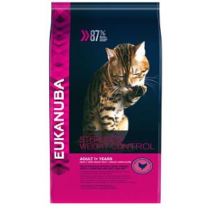 Корм Eukanuba Cat Adult Sterilised and Weight Control для взрослых кошек с избыточным весом и стерилизованных