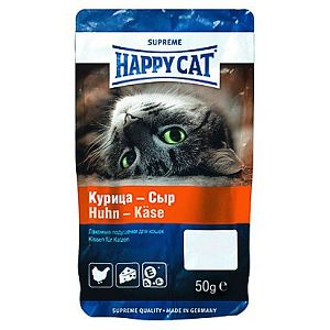 Лакомство HAPPY CAT подушечки Курица — сыр, 50 г