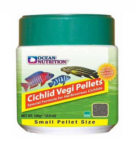 Корм Ocean Nutrition Cichlid Vegi Pellet Medium для травоядных цихлид, гранулы 3,8 мм, 100 г