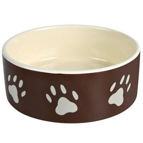 Миска TRIXIE для собаки с рисунком "Лапка", 0,3 л, D 12 см, керамика, коричневый, бежевый