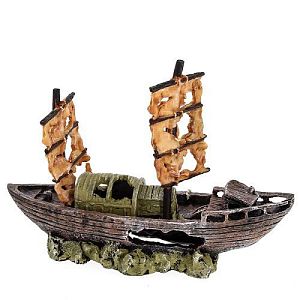 Декор Prime &laquo;Затонувший парусник&raquo;, пластик, 340х150&times;240&nbsp;мм