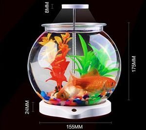 Аквариум SUNSUN акриловый с&nbsp;LED светильником, круглый, 3,5&nbsp;л