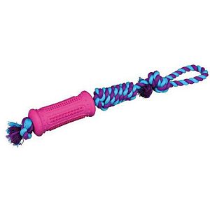 Игрушка TRIXIE Denta Fun цилиндр на веревке, натуральная резина, хлопок, цвет в ассортименте, 7 см, 51 см
