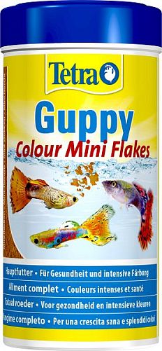 TetraGuppy Colour корм для яркого окраса живородящих рыб, мини хлопья 250 мл