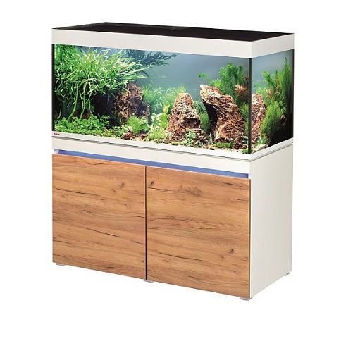 Комплект аквариум с тумбой EHEIM incpiria 430 белый, фасады сосна, декоративная LED подсветка тумбы