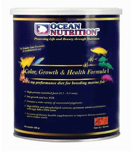 Корм Ocean Nutrition Color, Growth & Health Formula Marine для окраски и здоровья морских рыб, гранулы 0,1 - 0,3 мм, 500 г