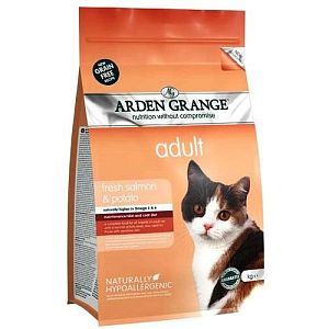 Корм Arden Grange Adult Cat Salmon&Potato беззерновой, для взрослых кошек, с лососем и картофелем