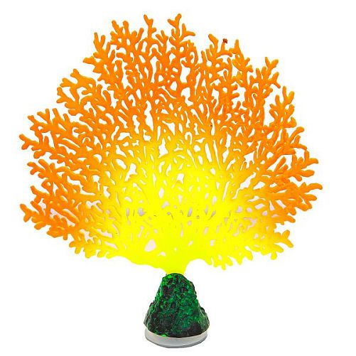 Флуоресцентная аквариумная декорация GLOXY Коралл веерный оранжевый, 13,5х3х16 см
