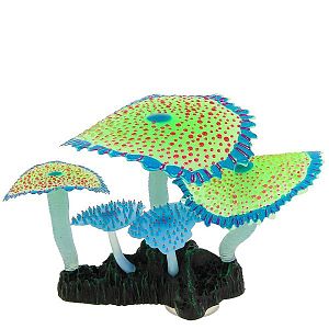 Флуоресцентная аквариумная декорация GLOXY Кораллы зонтничные зеленые, 14×6,5×12 см