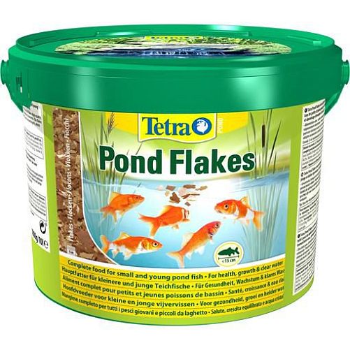 Корм основной Tetra Pond Flakes для прудовых молодых рыб, хлопья, 10 л