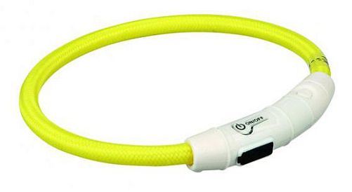 Мигающее кольцо TRIXIE для собак USB, L–XL: 65 см, D 7 мм, нейлон, желтый