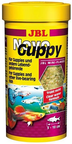 Основной корм JBL NovoGuppy для живородящих аквариумных рыб, хлопья 250 мл