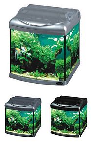 Аквариум Hailea с гнутым передним стеклом+фильтр BEAUT-200, 30 л, серебряный