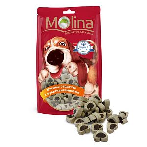 Лакомство Molina «Мясные сердечки с мультивитаминами» для собак, 150 г