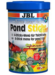 JBL Pond Sticks 4in1 комплексный корм для всех прудовых рыб, 4 вида палочек разного цвета, 1000 мл
