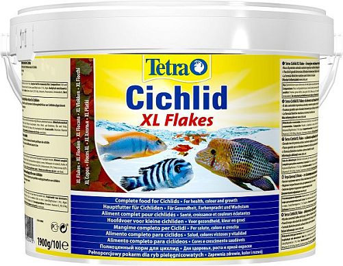 TetraCichlid XL Flakes основной корм для цихлид и других крупных рыб, крупные хлопья 10 л
