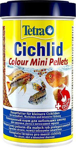 TetraCichlid Colour Mini корм для яркого окраса небольших цихлид, мини мульти шарики 500 мл