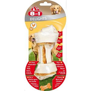 8in1 Delights Bone Курица жевательная коcточка для собак, обернутая сыромятной кожей