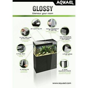 Подставка под AQUAEL Glossy 80&nbsp;прямая, дсп, 2&nbsp;дверцы из&nbsp;черного стекла, 80х35&times;73&nbsp;см