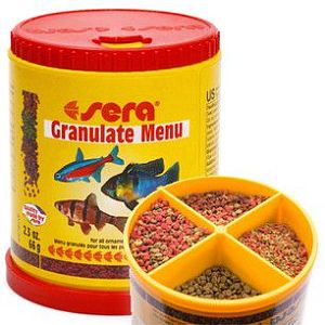 Основной корм Sera GRANULAT MENU для всех видов рыб, 4 вида гранул 150 мл