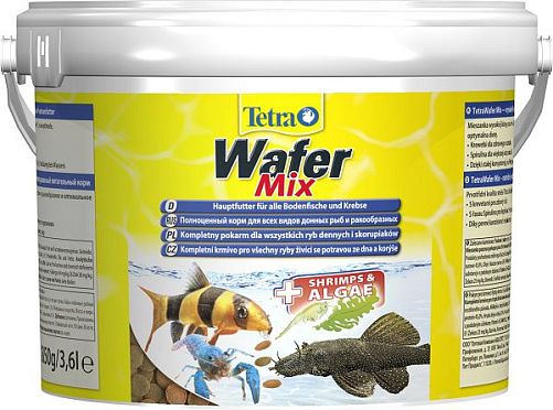 TetraWafer Mix корм для травоядных, хищных и донных рыб с добавлением креветок, пластинки 3,6 л