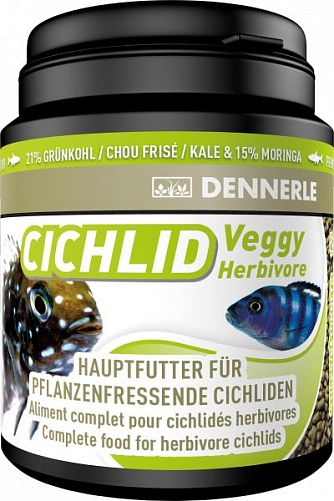 Dennerle Cichlid Veggy основной корм для растительноядных цихлид, гранулы 450 г