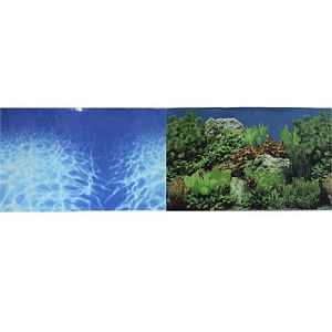 Фон Prime для аквариума двухсторонний Синее море/Растительный пейзаж, 50×100 см