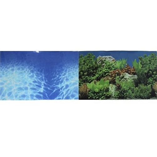 Фон Prime для аквариума двухсторонний Синее море/Растительный пейзаж, 50х100 см