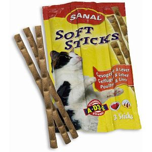SANAL для кошек Мягкие колбаски, витамины A, D3, E, 3×5 г