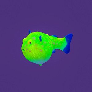 Флуоресцентная аквариумная декорация GLOXY Рыба шар на&nbsp;леске желтая, 8х5&times;5,5&nbsp;см