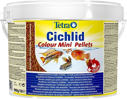 TetraCichlid Colour Mini корм для яркого окраса небольших цихлид, мини мульти шарики 10 л