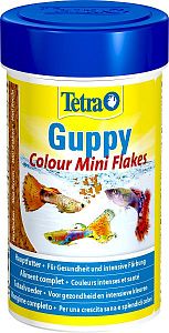 TetraGuppy Colour корм для яркого окраса живородящих рыб, мини хлопья 100&nbsp;мл