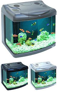 Аквариум Hailea с гнутыми передними углами/стеклом+фильтр BEAUT-400, 65 л, титан