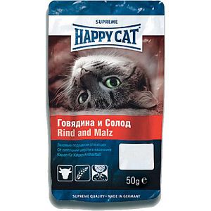 Лакомство HAPPY CAT подушечки Говядина-солод, 50 г