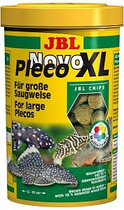 JBL NovoPleco XL водорослевые чипсы экстра-большого размера с целлюлозой для кольчужных сомов, 1000 мл