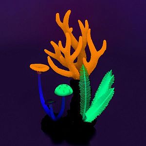 Флуоресцентная аквариумная декорация GLOXY Морские кораллы розовые, 14×6,5×21 см