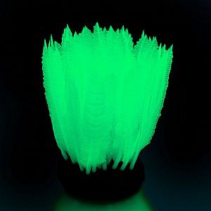 Флуоресцентная аквариумная декорация GLOXY Морская лилия зеленая, 10×7,5×11 см