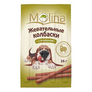 Жевательные колбаски Molina «С ягненком» для собак, 36 г
