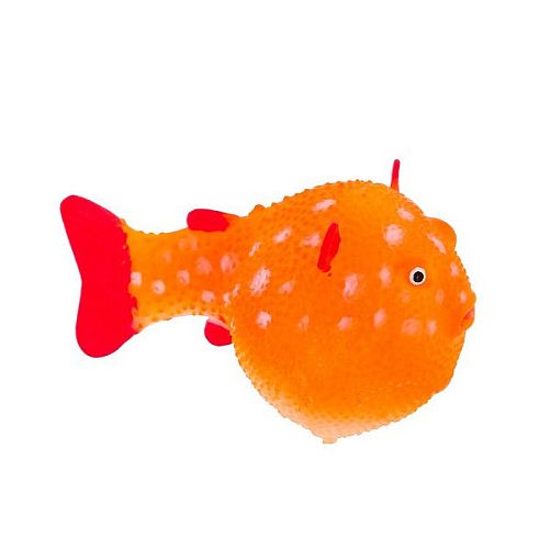 Флуоресцентная аквариумная декорация GLOXY Рыба шар на леске оранжевая, 8х5х5,5 см