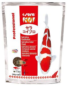 Sera KOI Prof. Spirulina Color основной корм для яркой окраски и роста рыб, 2,2 кг