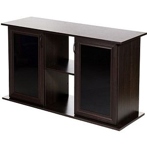 Тумба под аквариум ПРО 125 прямая, ДСП с 2 тонированными стеклянными дверцей МДФ, венге